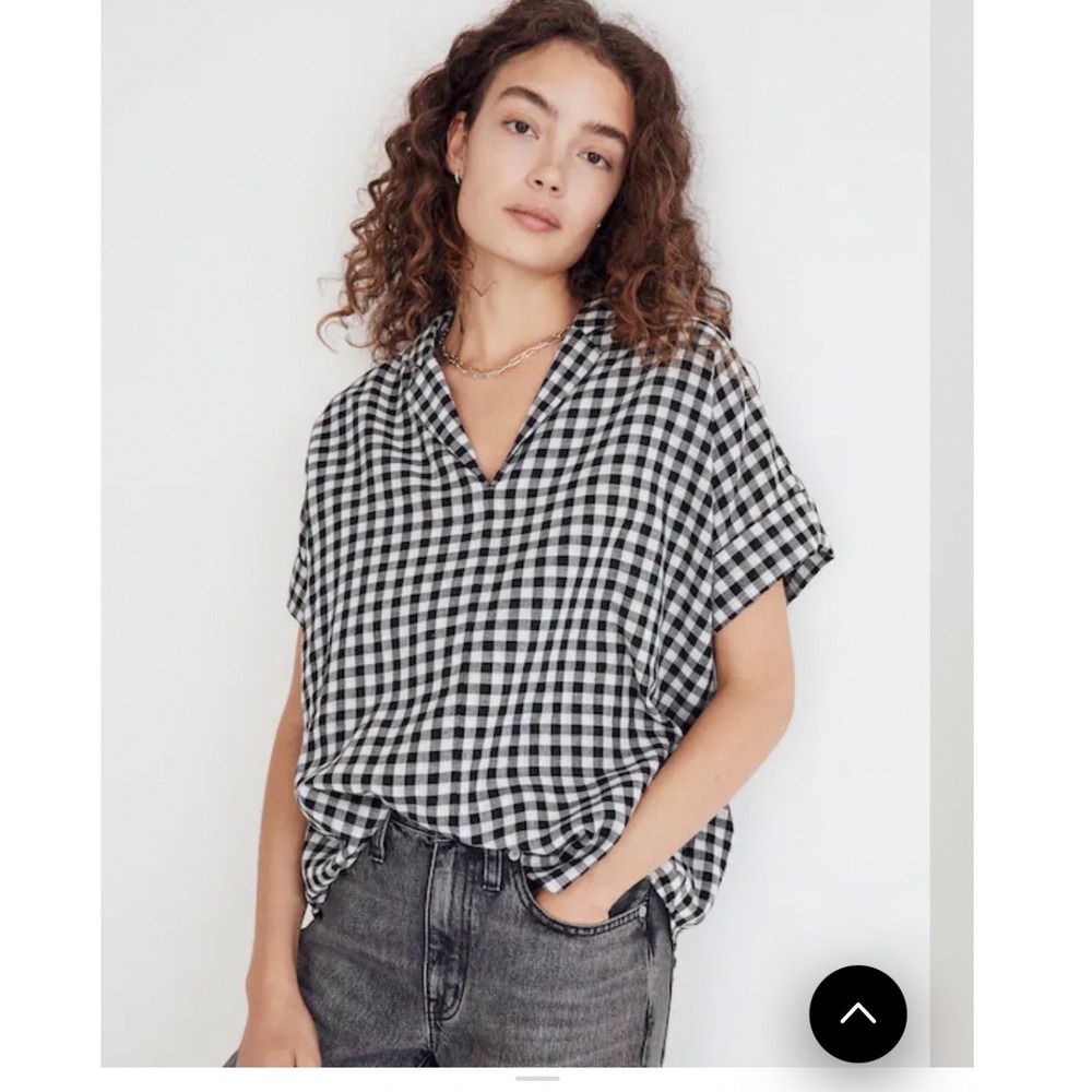 Madewell Swenson Popover Shirt in Double-Faced Gingham Fall Cottagecore Sz S